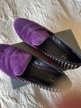 Kelsey Dagger Fable “Purple Pony” Silver Studded Flats Size 9.5